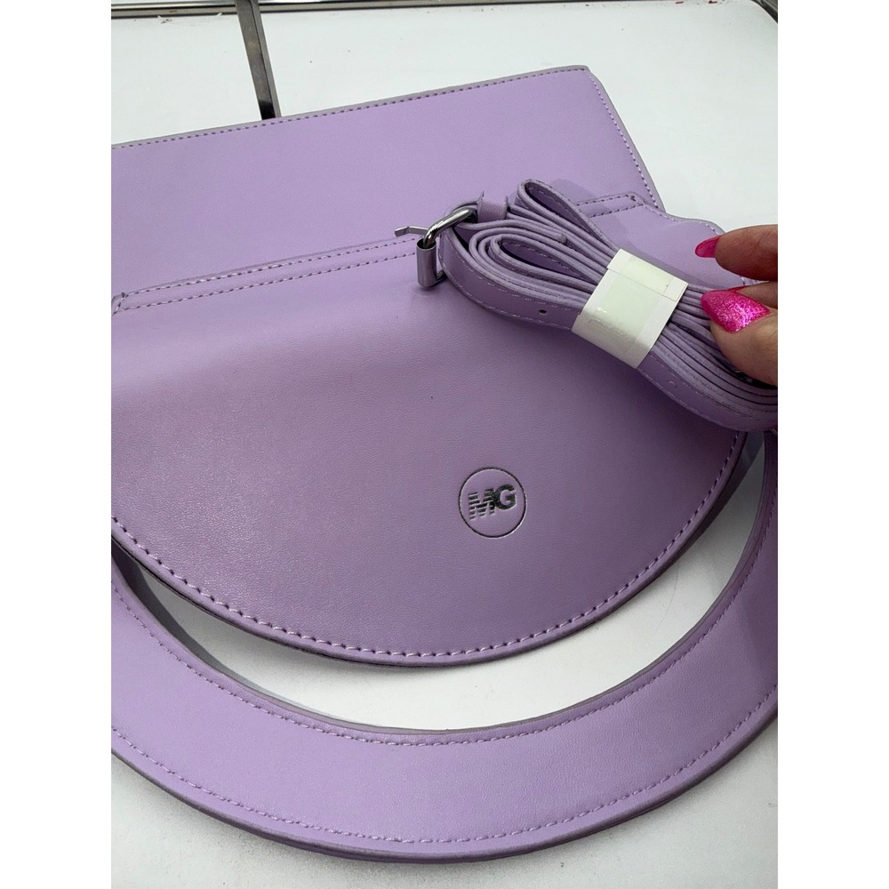 MG Purple Circular Handle Handbag with Pearl Chain Detail Lilac Evening Bag - Picture 10 of 11